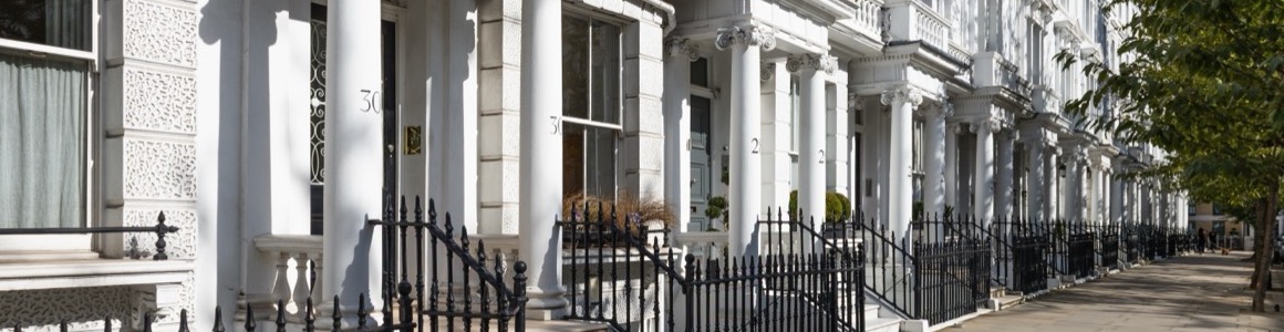 Original timber sash windows on a London terrace
